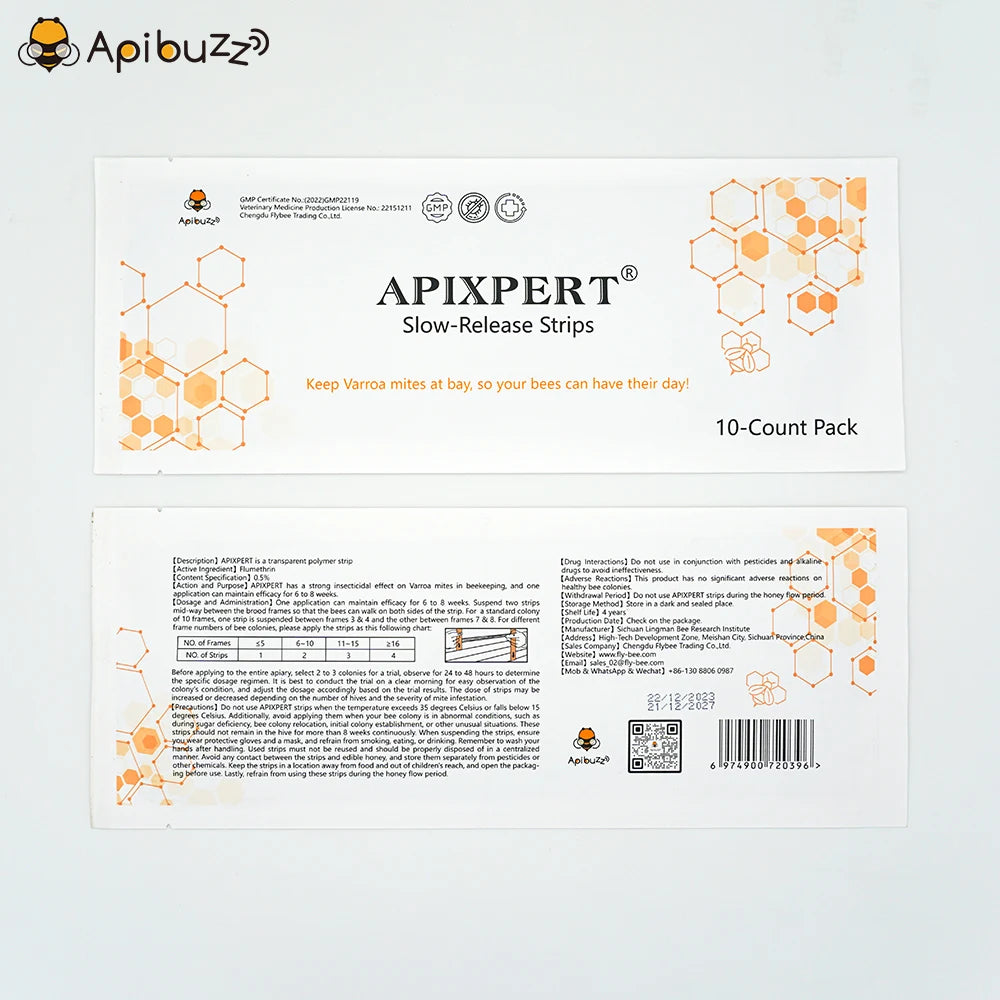 APIXPERT slow-release flumethrin varroa strips for bees