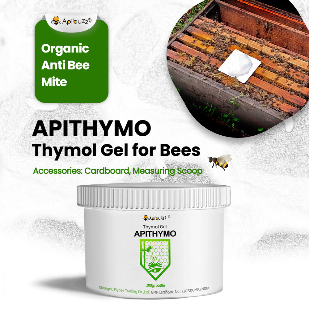 APITHYMO thymol conceptional photo with a dosing board to showcase one of the best treatments for varroa mites.