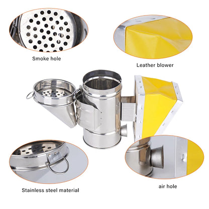 Detailed parts images of Apibuzz mini beekeeper smoker beehive 
