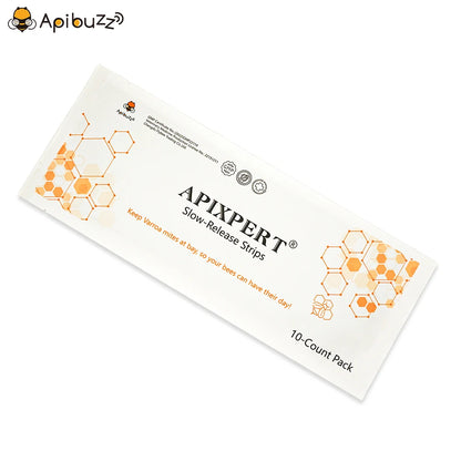 APIXPERT slow-release flumethrin varroa strips for bees front view – effective bee hive supplies
