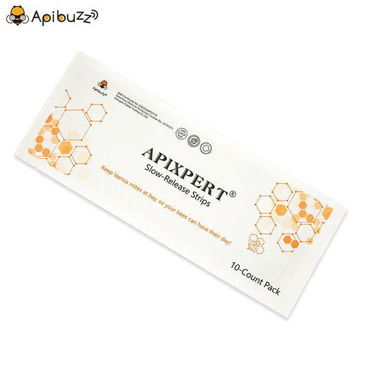 APIXPERT slow-release flumethrin varroa strips for bees front view – effective bee hive supplies