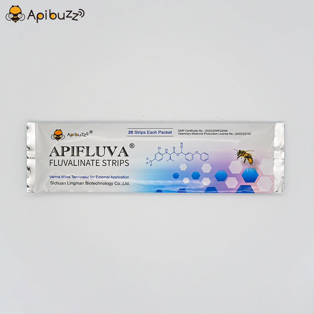 APIFLUVA bee mite treatment strips 20-unit pack front view