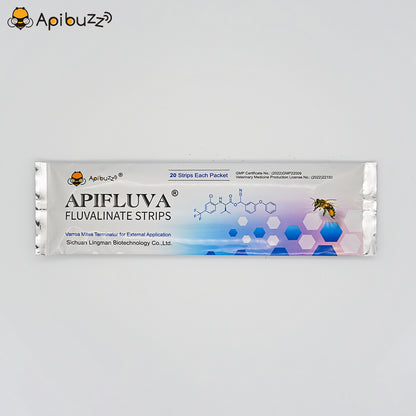 APIFLUVA bee mite treatment strips 20-unit pack front view