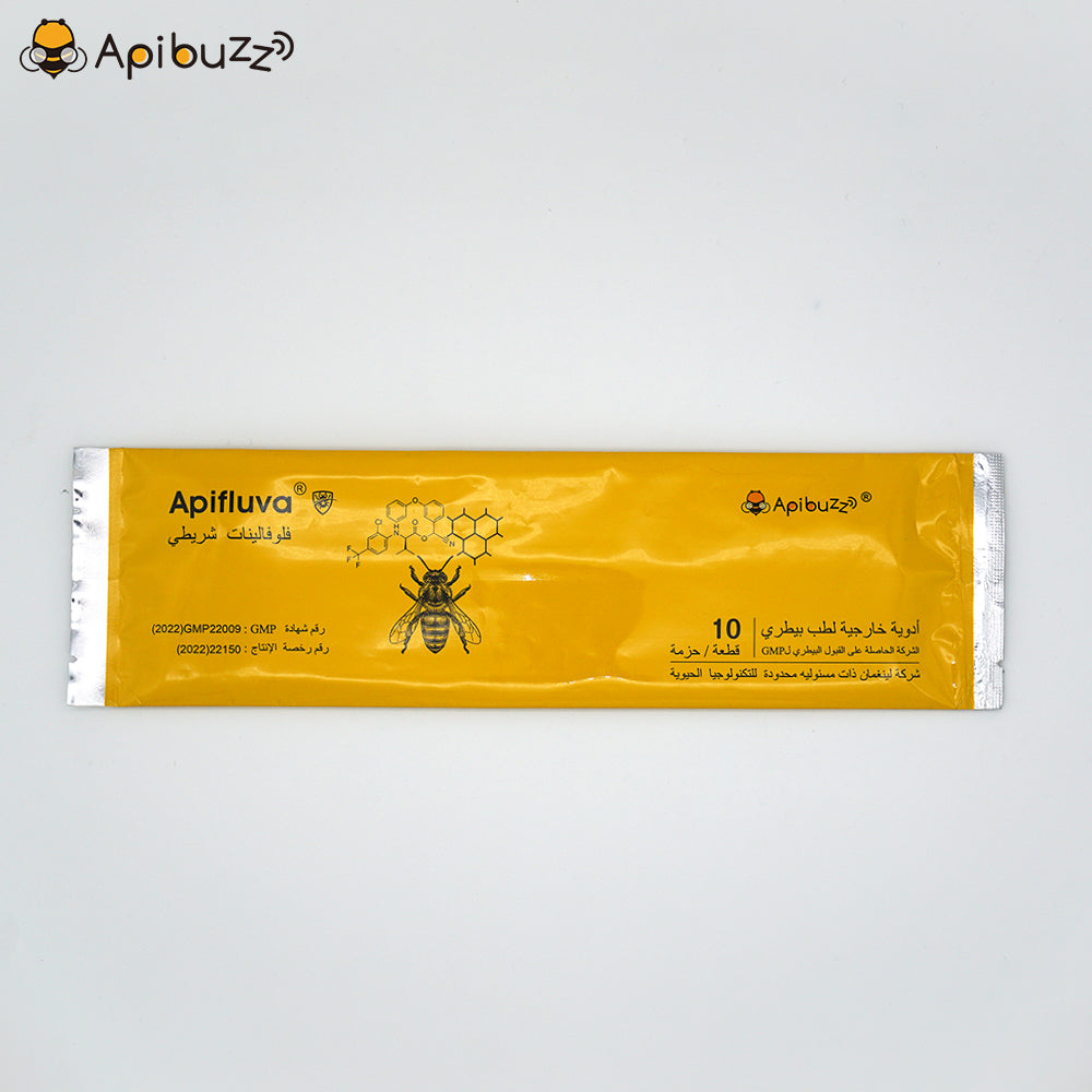 APIFLUVA 10-Pack fluvalinate varroa strips Arabic version – best varroa treatment for beekeepers
