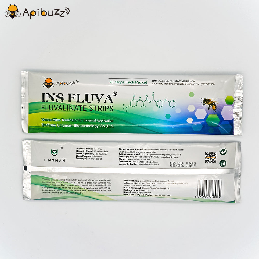 INS FLUVA fluvalinate strips mild type front and back packaging display
