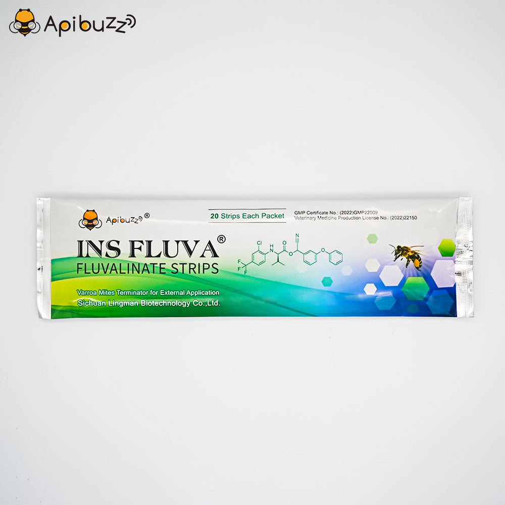 INS FLUVA mild fluvalinate strips for bees front view – gentle varroa control solution
